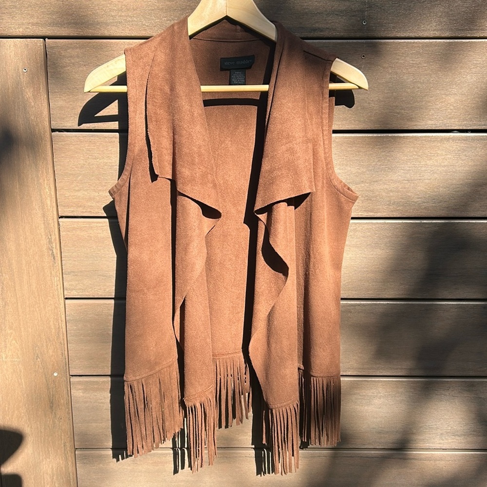 Boho Country Steve Madden faux suede fringe vest